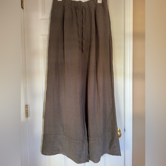 ZARA 100% Linen Palazzo Pants – Grey – Size M - Midrise Wide Leg - Picture 3 of 10